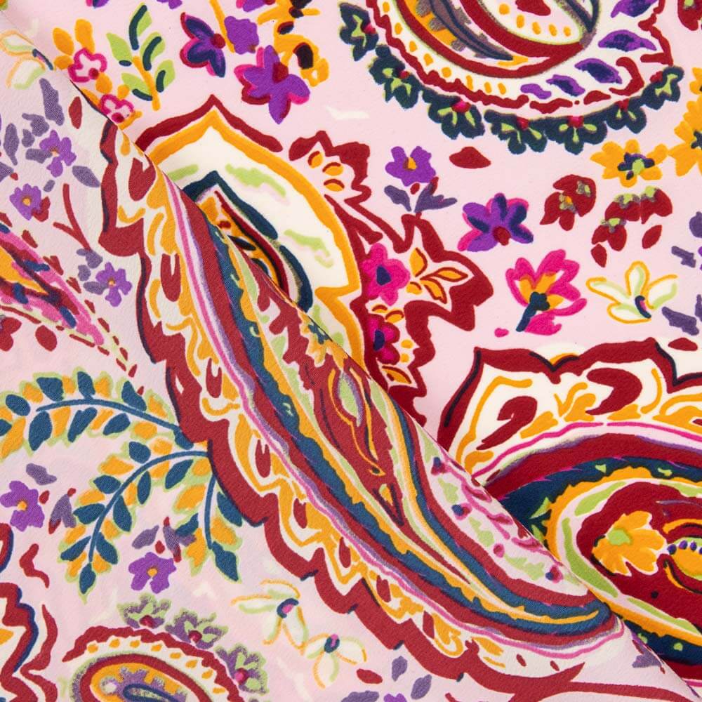 Crêpe Polyester Cachemire Rouge - Ribes y Casals