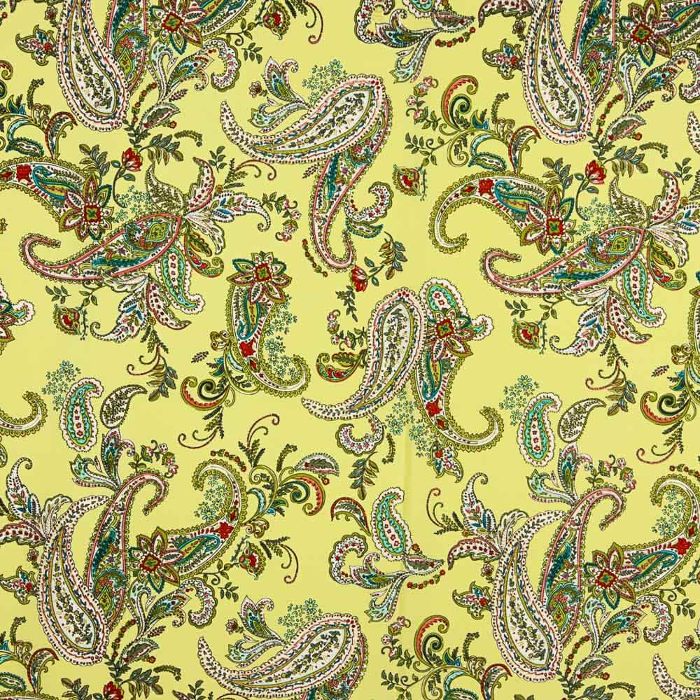Crêpe Polyester Dessin Paisley Jaune - Ribes y Casals