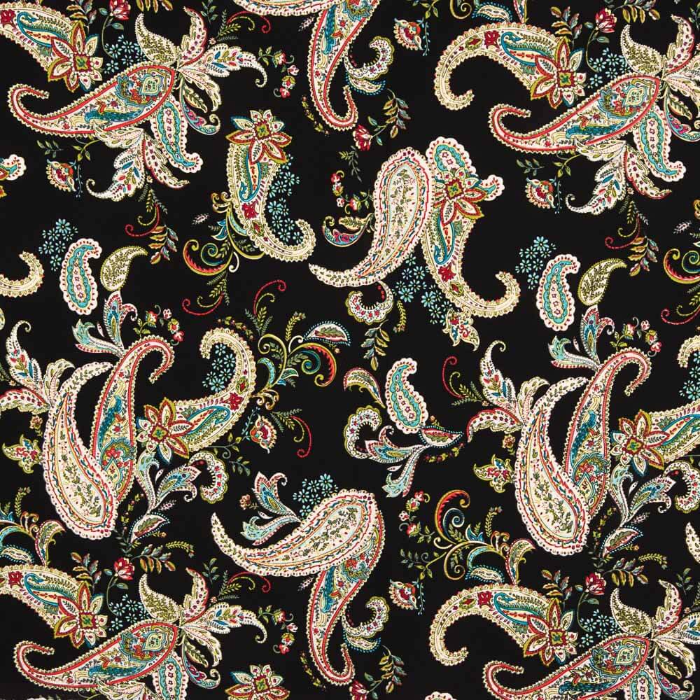 Crêpe Polyester Motif Cachemire Noir - Ribes y Casals