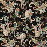 Crêpe Polyester Motif Cachemire Noir - Ribes y Casals