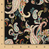 Crêpe Polyester Motif Cachemire Noir - Ribes y Casals