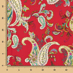 Crêpe Polyester Dessin Cachemire Rouge - Ribes y Casals