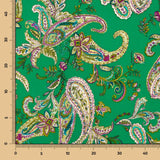 Polyester Crêpe Motif Paisley Vert Jade - Ribes y Casals