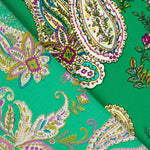 Polyester Crêpe Motif Paisley Vert Jade - Ribes y Casals