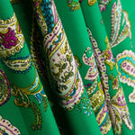 Polyester Crêpe Motif Paisley Vert Jade - Ribes y Casals