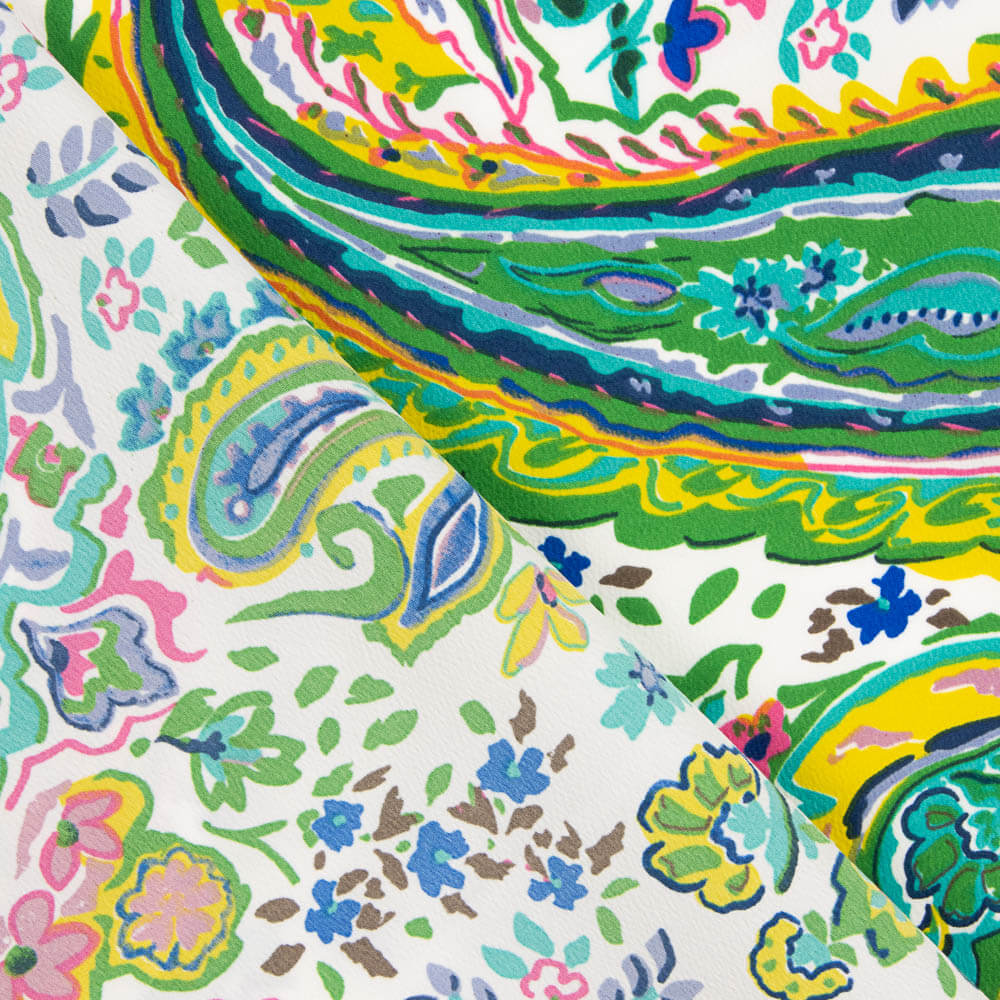 Crêpe Polyester Cachemire Vert Jade - Ribes y Casals