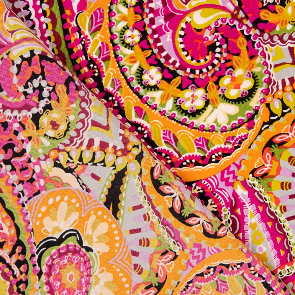 Crêpe Polyester Cachemire Saturé Fuchsia - Ribes y Casals