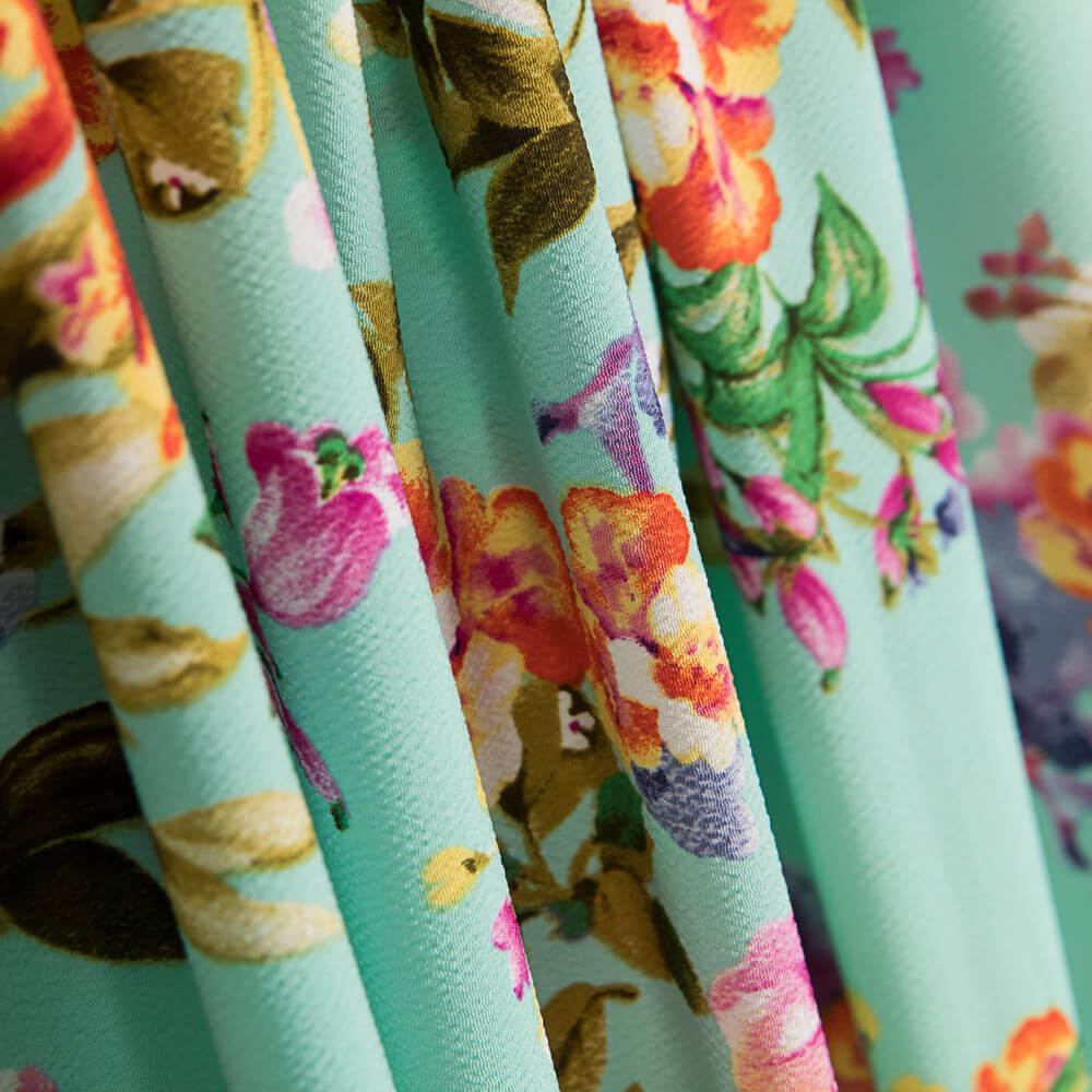 Crêpe Fleur Vert D&#39;eau - Ribes y Casals