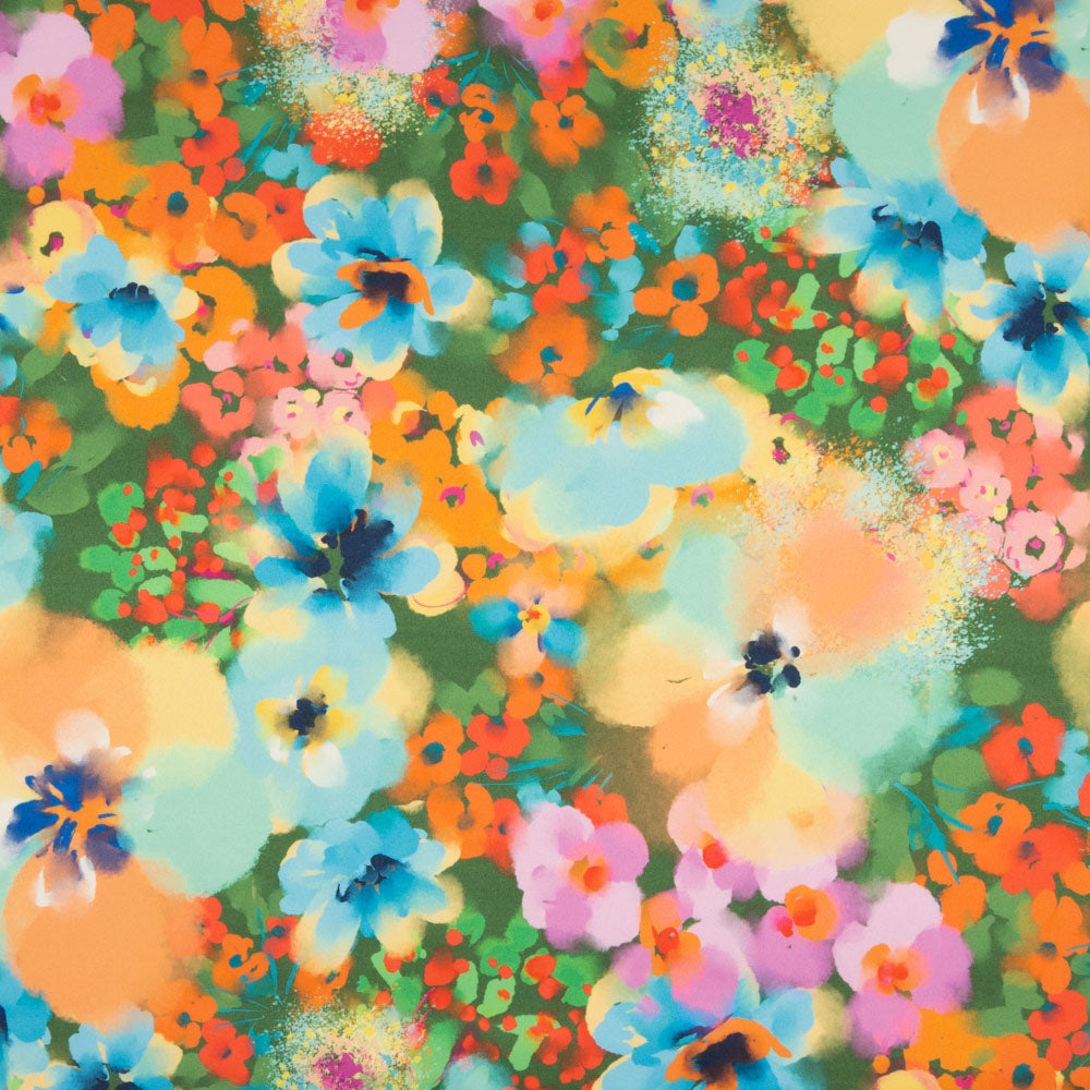 Fama Strecht Fleurs Aquarelle Vert - Ribes y Casals