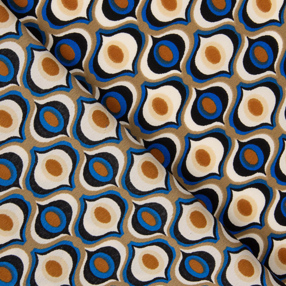 Crêpe Polyester Géométrique Oeil Bleu - Ribes y Casals