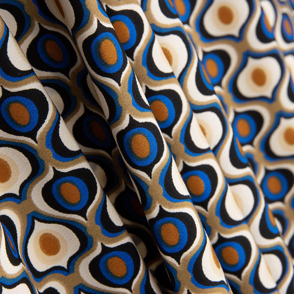 Crêpe Polyester Géométrique Oeil Bleu - Ribes y Casals