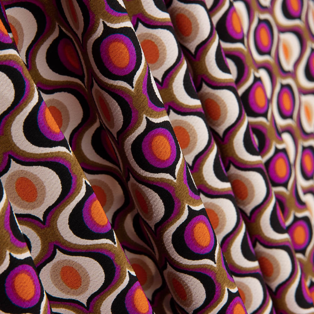 Crêpe Polyester Géométrique Oeil Rose - Ribes y Casals