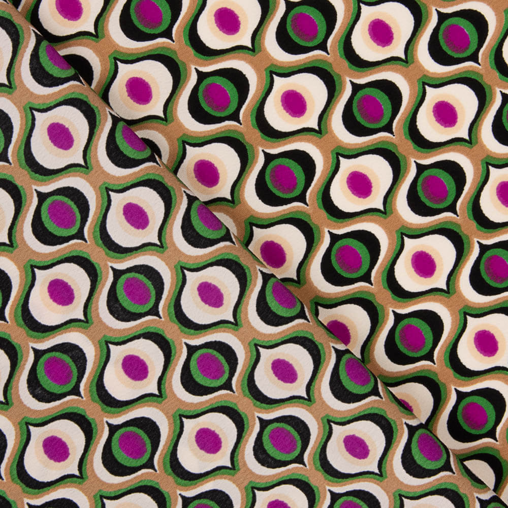 Crêpe Polyester Géométrique Oeil Vert - Ribes y Casals