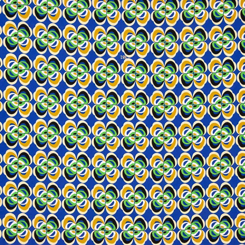 Polyester Crêpe Fleur Géométrique Bleu - Ribes y Casals