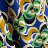 Polyester Crêpe Fleur Géométrique Bleu - Ribes y Casals