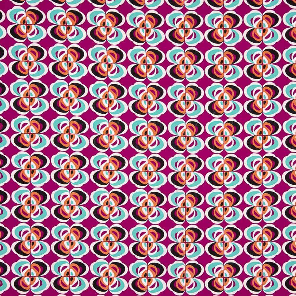 Crêpe Polyester Fleur Géométrique Fuchsia - Ribes y Casals