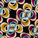 Crêpe Polyester Fleur Géométrique Ocre - Ribes y Casals