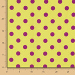 Gabardine Élastique Pois 17mm Lime-Bougainvillea - Ribes y Casals