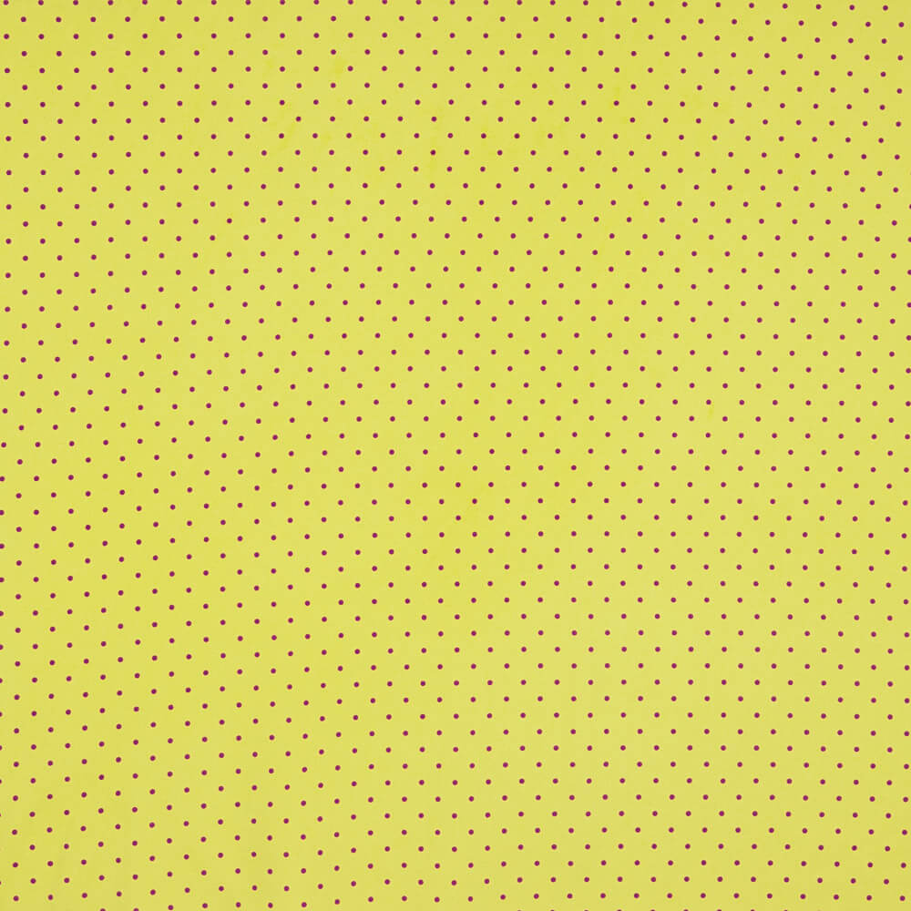 Gabardine extensible à pois 3 mm citron vert-bougainvillier - Ribes y Casals