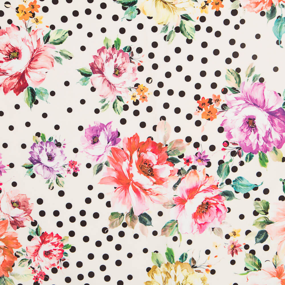 Bi-stretch Cretonne Pois Blancs Rouges - Ribes y Casals