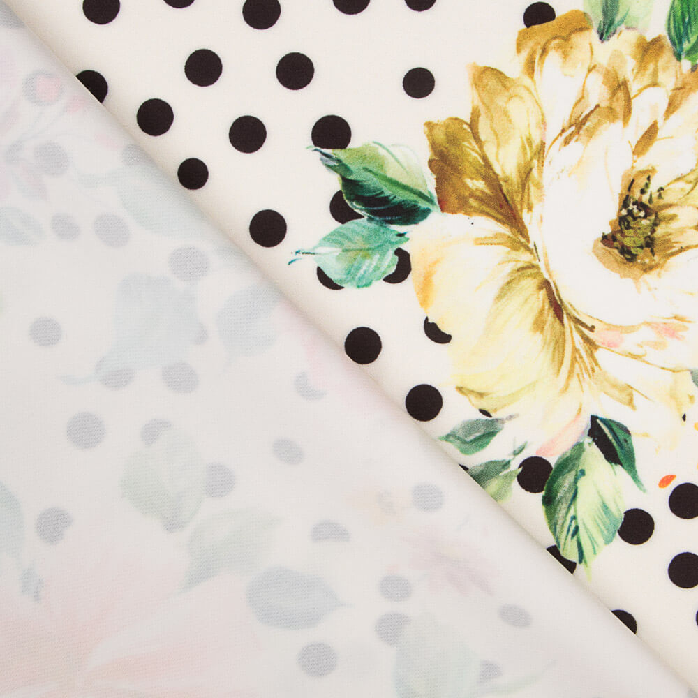 Bi-stretch Cretonne Pois Blancs Rouges - Ribes y Casals