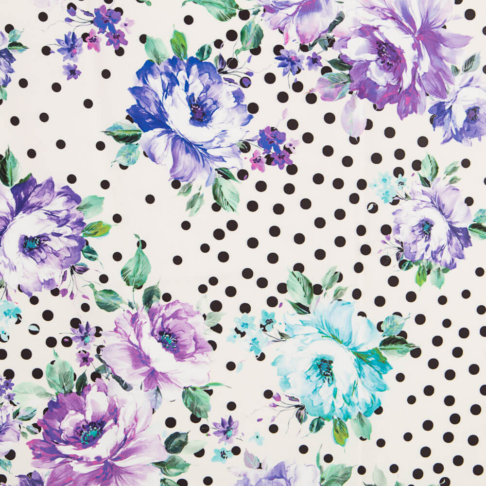 Bi-stretch Cretonne Mauve Blanc Pois - Ribes y Casals