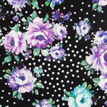 Bi-stretch Cretonne Pois Noir Mauve - Ribes y Casals