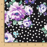 Bi-stretch Cretonne Pois Noir Mauve - Ribes y Casals