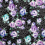 Bi-stretch Cretonne Pois Noir Mauve - Ribes y Casals