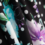 Bi-stretch Cretonne Pois Noir Mauve - Ribes y Casals