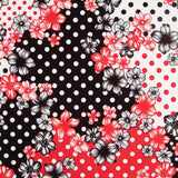 Bi-stretch Fleur Pois Mix Rouge - Ribes y Casals