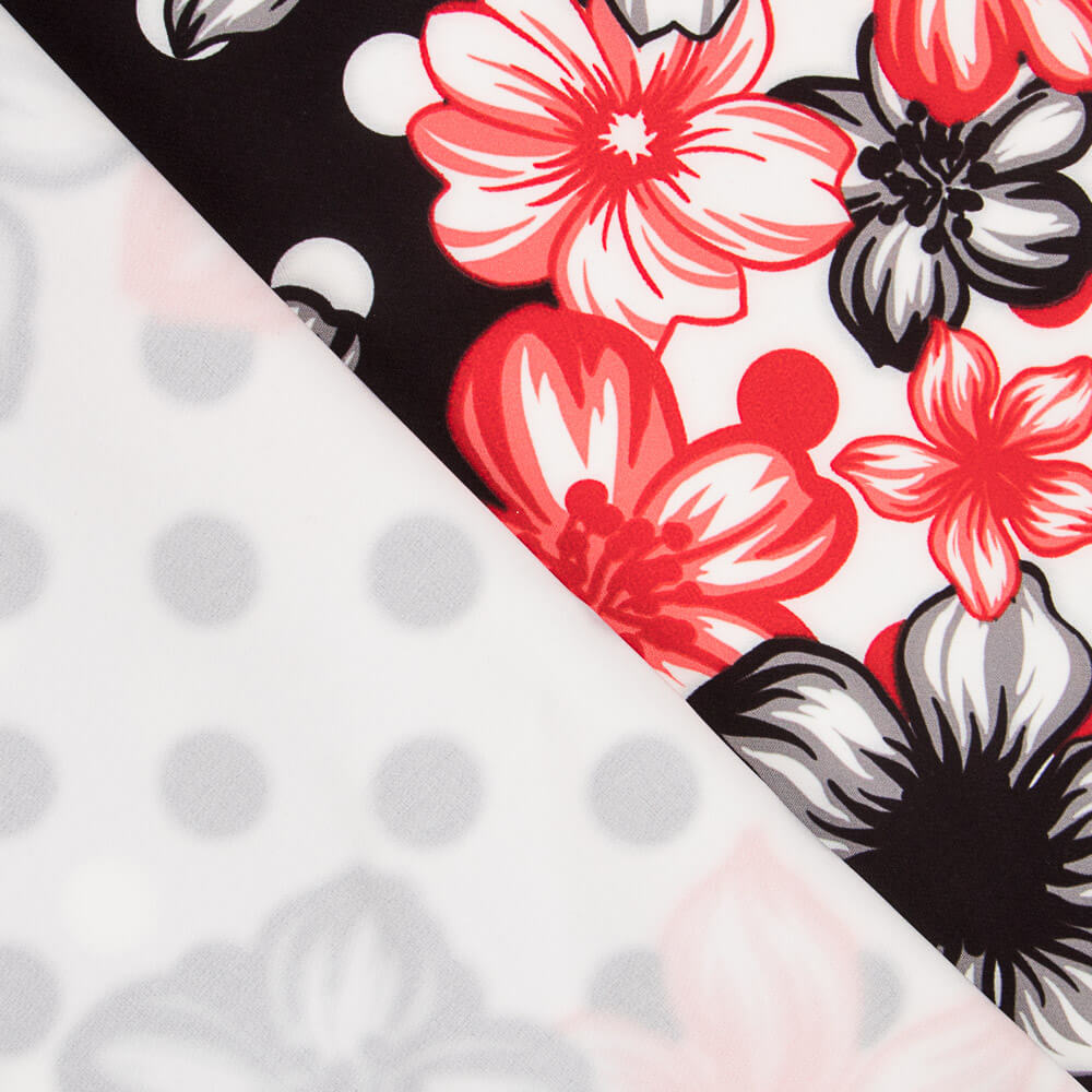 Bi-stretch Fleur Pois Mix Rouge - Ribes y Casals