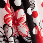 Bi-stretch Fleur Pois Mix Rouge - Ribes y Casals