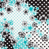 Bi-stretch Fleur Pois Mix Turquoise - Ribes y Casals