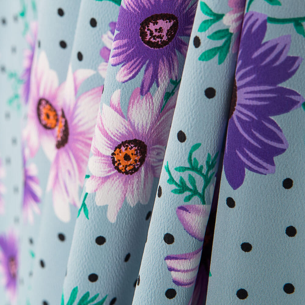 Crêpe Marguerite Pois Aigue-Marine - Ribes y Casals