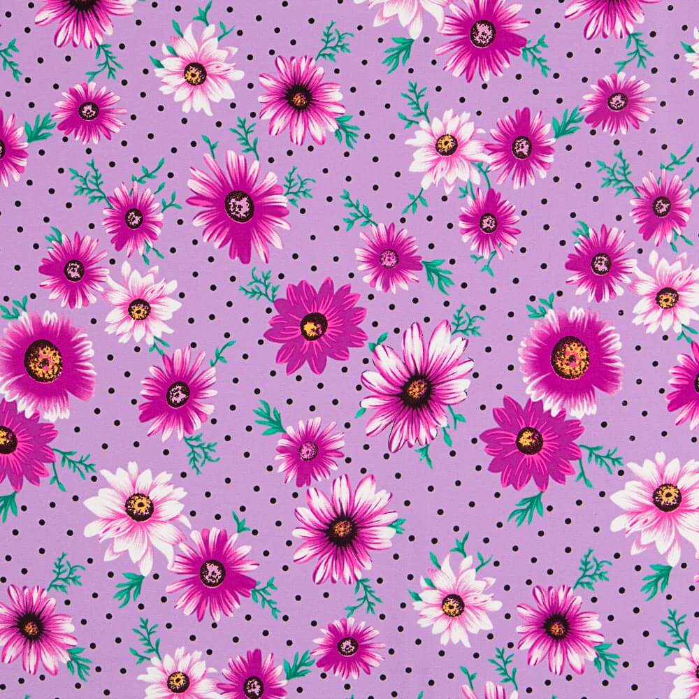 Crêpe Mauve Marguerite Pois Mauve - Ribes y Casals