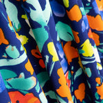 Retal Crepe Poliéster Flor Dreia Azul Marino 150x150 cm - Ribes y Casals