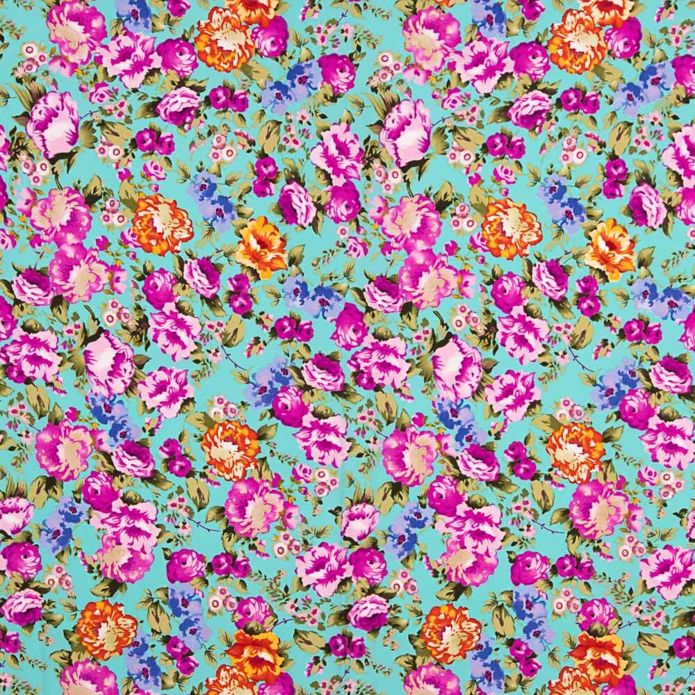 Nita Turquoise Polyester Cretonne Cretonne - Ribes y Casals