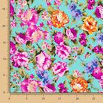 Nita Turquoise Polyester Cretonne Cretonne - Ribes y Casals