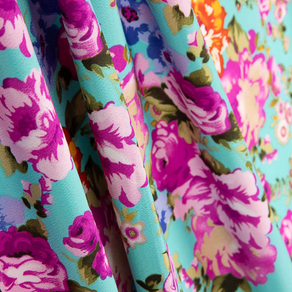 Nita Turquoise Polyester Cretonne Cretonne - Ribes y Casals