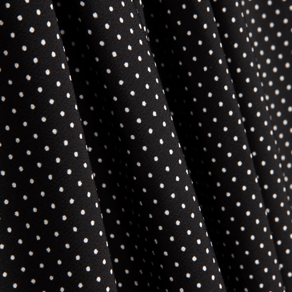 Gabardine Elastique Pois 3mm Noir-Blanc - Ribes y Casals