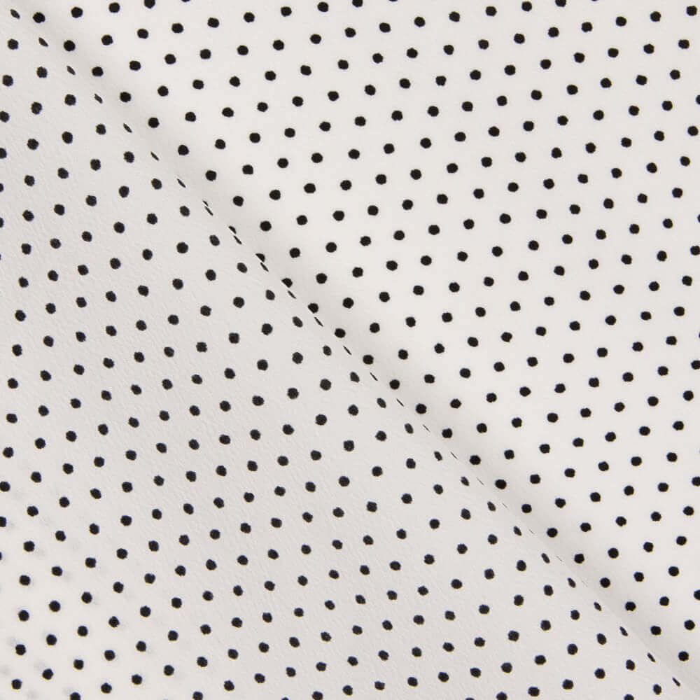 Gabardine Elastique Pois 3mm Blanc-Noir - Ribes y Casals