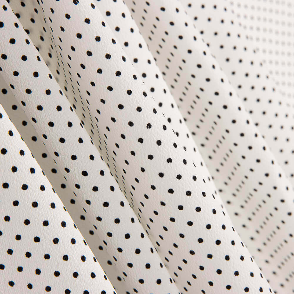 Gabardine Elastique Pois 3mm Blanc-Noir - Ribes y Casals