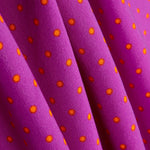 3mm Polka Dot Stretch Gabardine Bougainvillea-Orange - Ribes y Casals