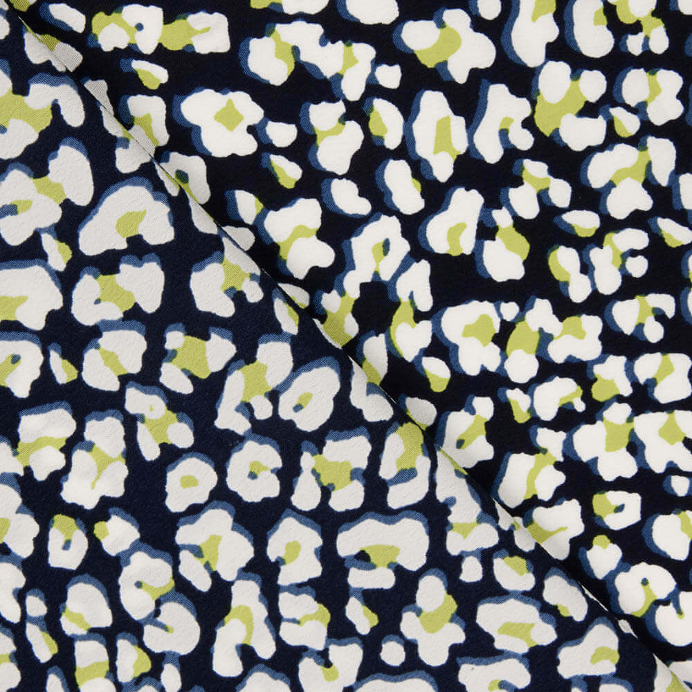 Crêpe Polyester Léopard Citron Vert - Ribes y Casals