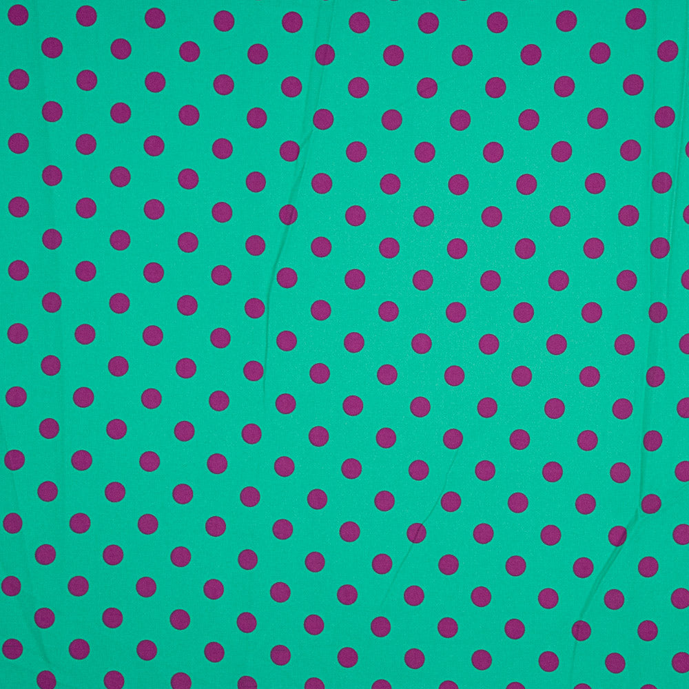 Gabardine Elastique Pois 17mm Vert-Bougainvillea - Ribes y Casals