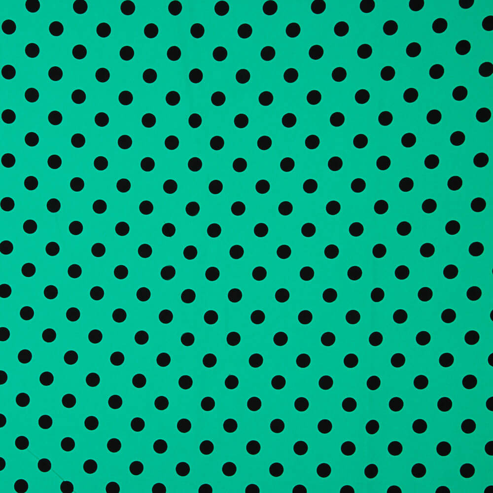 Gabardine Elastique Pois 17mm Vert-Noir - Ribes y Casals