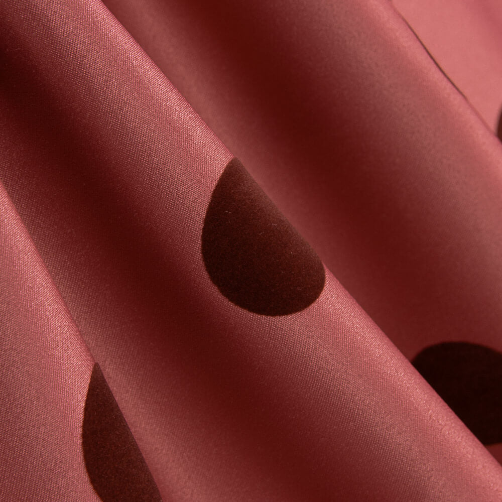 Fama Rhubarbe Points Roses Floqué Grenat 30mm - Ribes y Casals