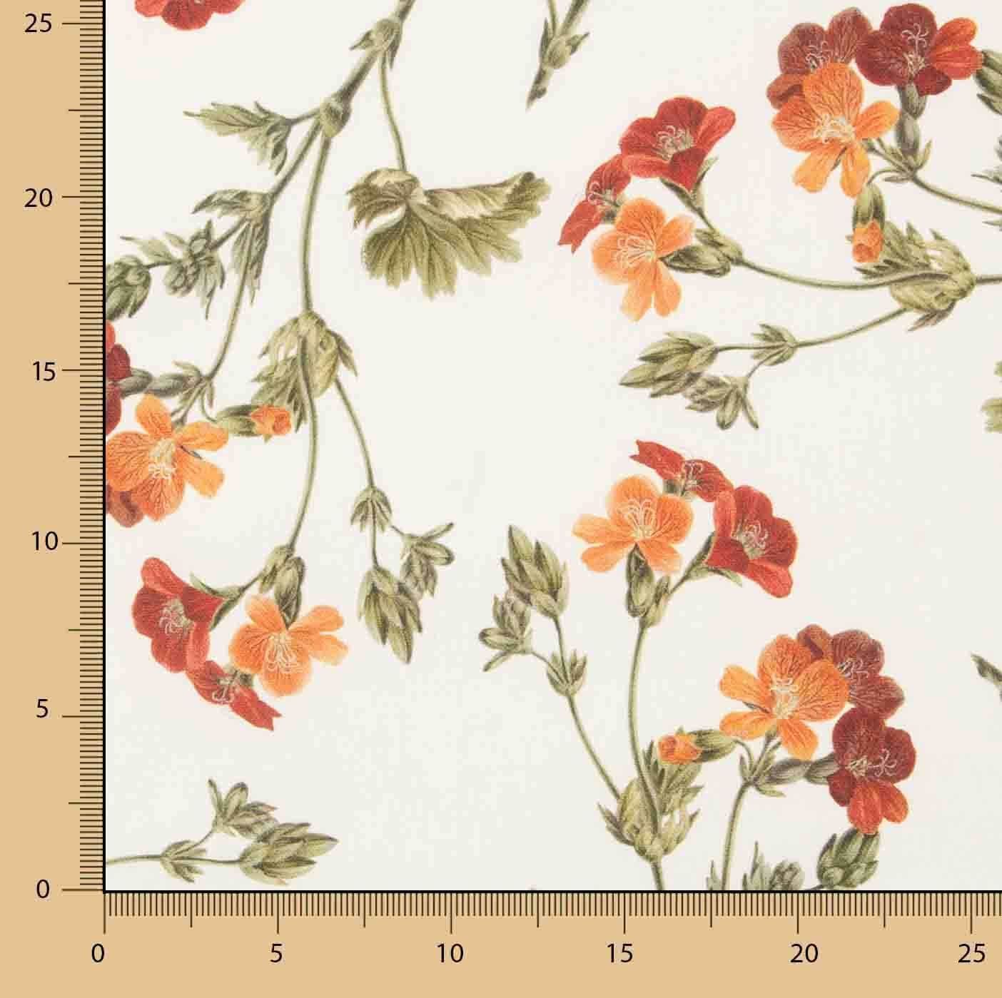Toile de coton imprimée « Fleurs sauvages » couleur terre cuite - Ribes y Casals