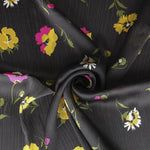 Satin Doube Gaze Fleurs Noires - Ribes y Casals